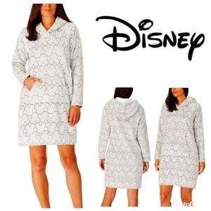 Disney Mickey Lounger with Faux Sherpa Hood Gray One Size Long Sleeve SOFT